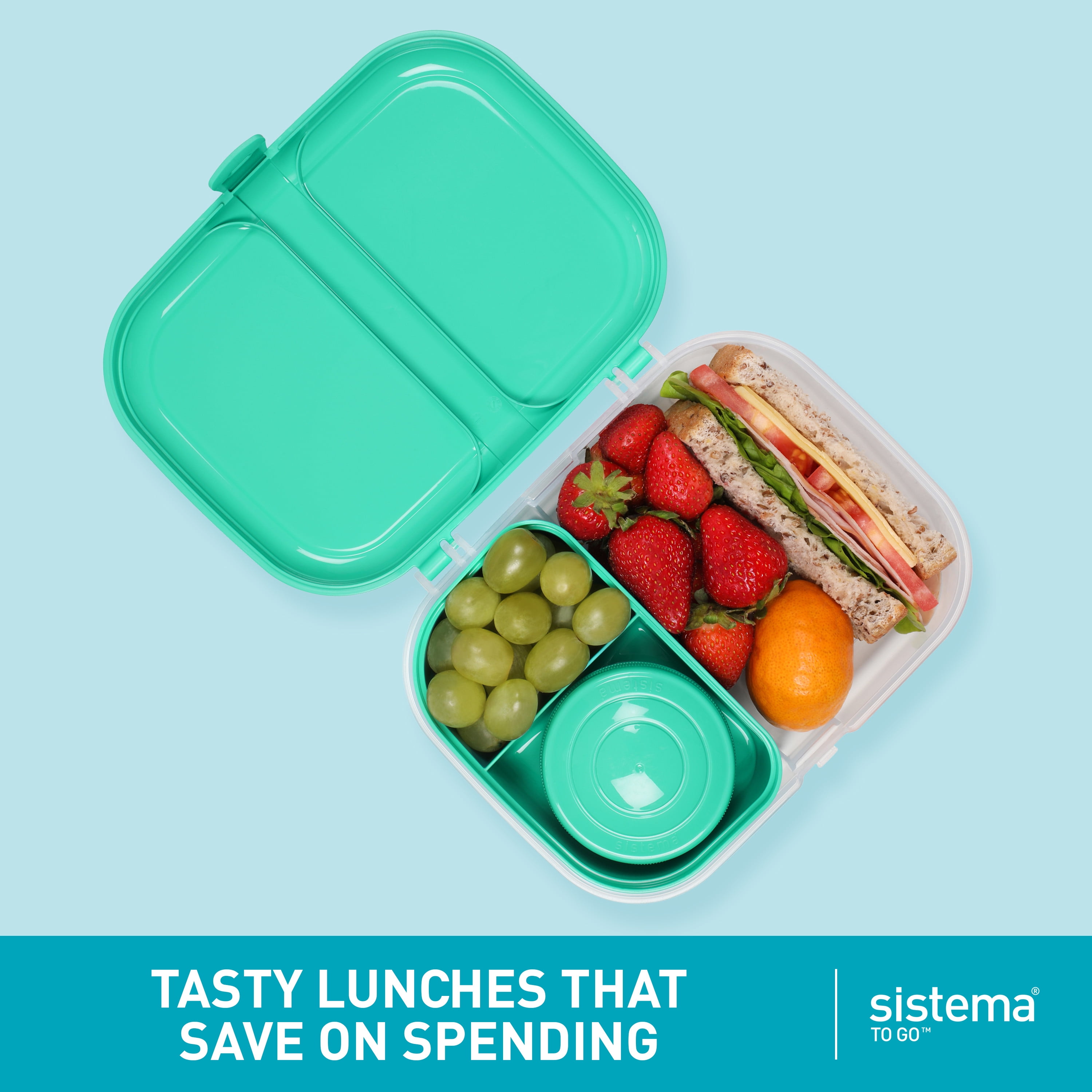 Sistema Lunchbox w. Container - Triple Split Lunch - 2 L - Turquoise