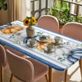 thumbnail image 3 of Thanksgiving Table Cloths for 6 Foot Rectangle Tables, Fall Orange Blue White Pumpkin Stripes Patio Waterproof Elastic Fitted Tablecloths, Washable Rectangular Table Cover for Camping, 3 of 8
