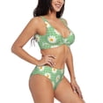 thumbnail image 6 of PAYOHTO Women's Cross Front Bikini Set with High Elasticity Soft Padding Daisy Green Bathing Suit Crop Top Swimsuit, 6 of 9