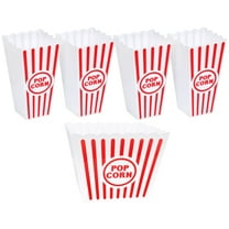 (1) Large & (4) Small Plastic Popcorn Tubs Empty Containers for Home Kitchen Food Buckets Serving Snacks Theater Movie Night Summer Birthday Party Favors Table Decoration Gift Supplies