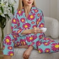 thumbnail image 6 of Honeii Daisies Flowers print Women's Pajama Sets Long Sleeve Button Down Sleepwear Nightwear Soft Pjs Lounge Sets-Medium, 6 of 7