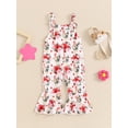 thumbnail image 2 of Bagilaanoe Toddler Baby Girl Jumpsuit Sleeveless Print Romper Overalls 6M 12M 18M 24M 3T 4T Kids Long Flared Pants Summer Clothes, 2 of 7