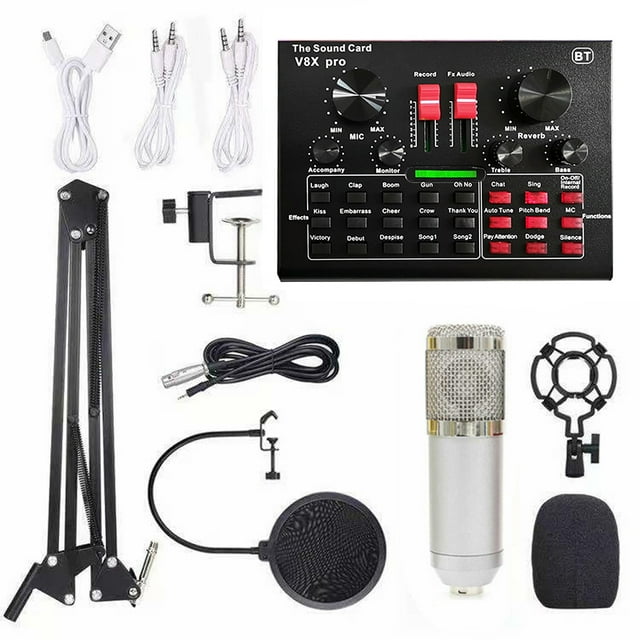 Tarjeta de sonido multifuncional Live V8X y kit de micrófono de suspensión BM800