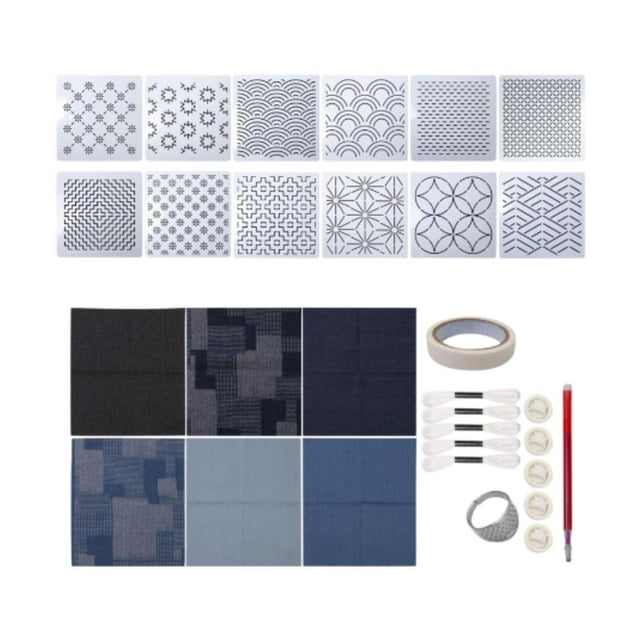 KLKCMS Embroidery Starter Kit Accessories Embroidery Fabrics Decoration Materials Sewing Set for Garment Coaster Quilting Arts Craft Set B