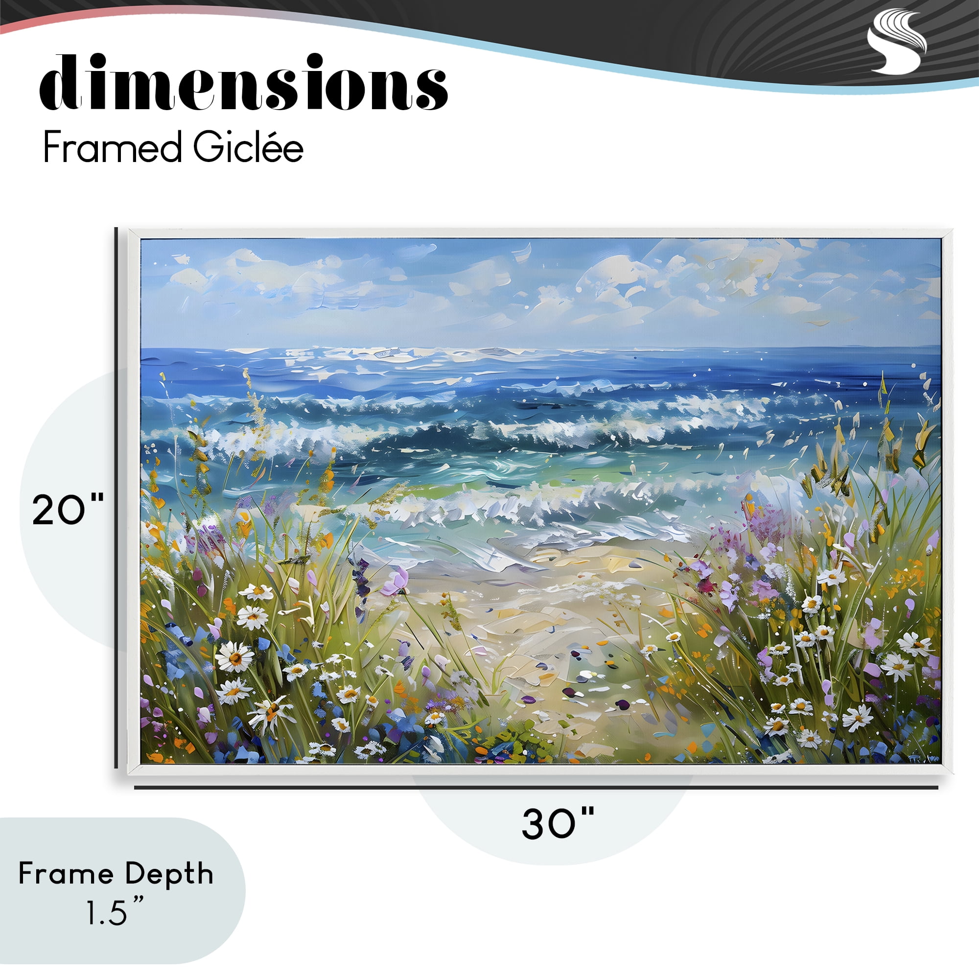 Stupell Industries Floral Beach Meadow by Ocean White Framed Giclee Art, design by Creative Studio