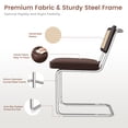 thumbnail image 5 of Hawsaiy Velvet Rattan Dining Chairs Set of 2, Upholstered Dining Room Chairs with Cane Back, Mid Century Modern Cantilever Kitchen Chairs, Chrome Frame Armless Side Chairs, Brown, 5 of 12