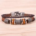 thumbnail image 2 of FNNMNNR Retro Leather Bracelet Fashion Men Punk Bracelet Handmade Brown Leather Bracelet, 2 of 8