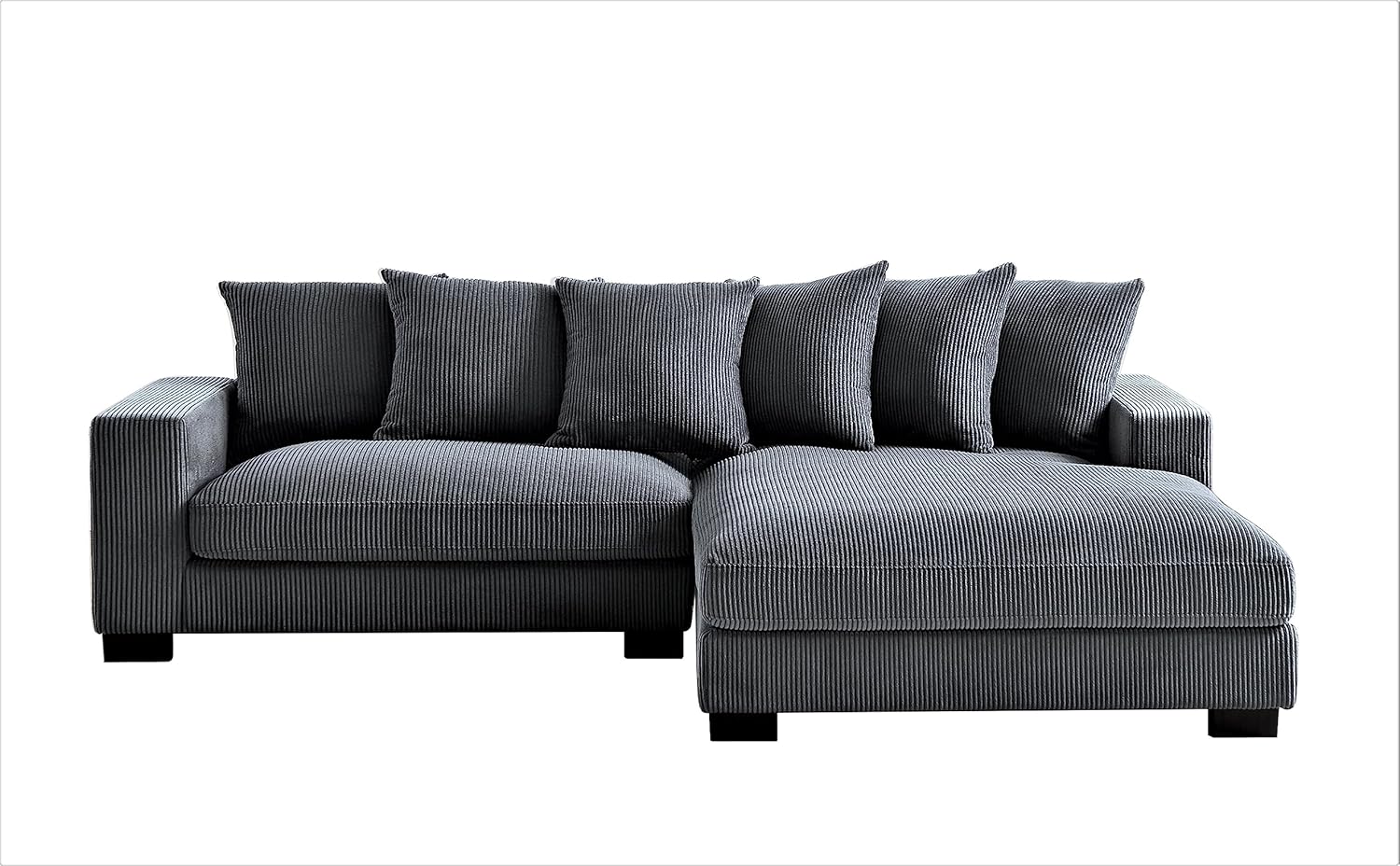 US Pride Furniture Luxe Oversized Two-Piece Sectional Couches for Living Room L Shaped Sofa  with Corduroy  Facing Right, Grey