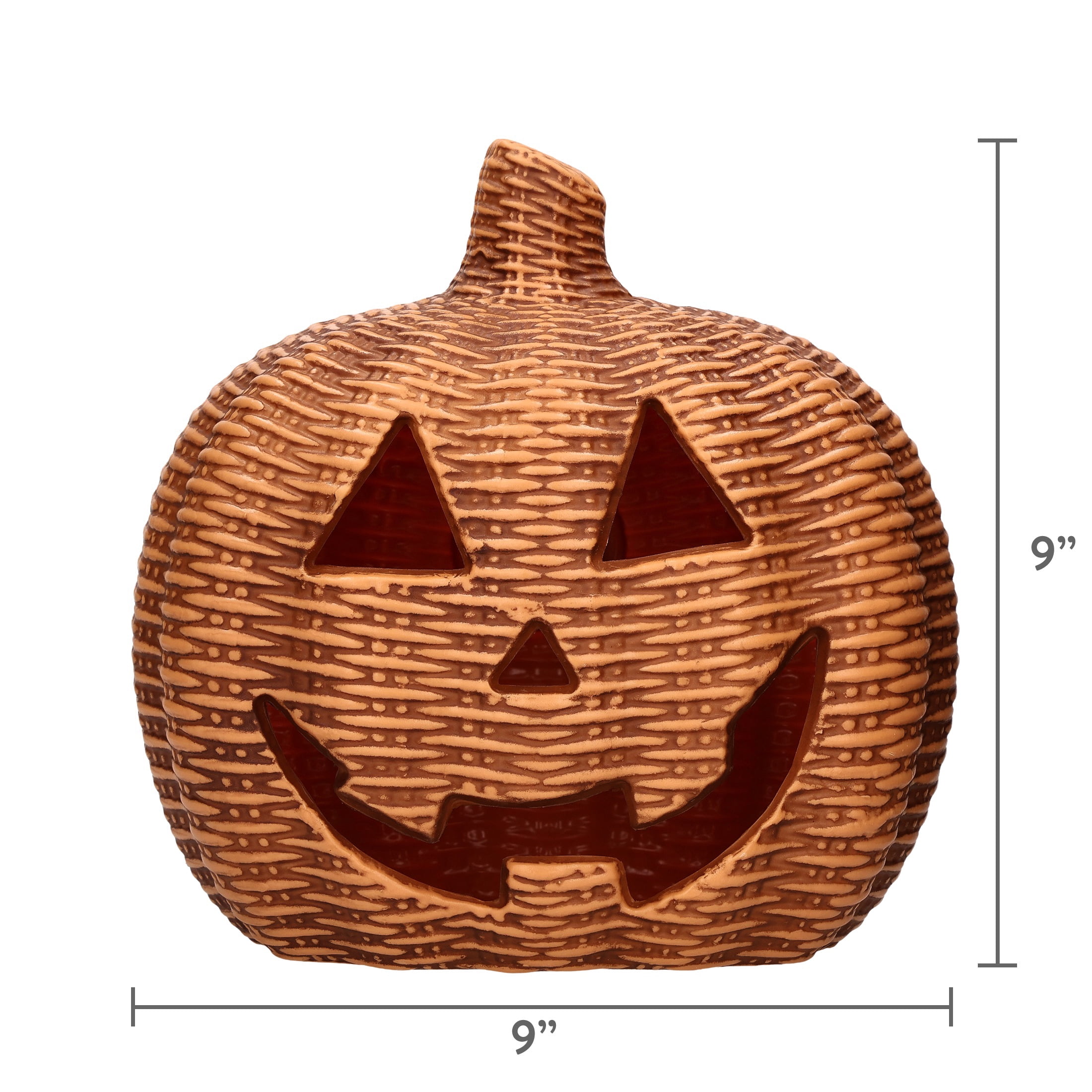 Light-Up Woven Jack-o'-Lantern Decoration, Tan, 8.6", Halloween by Way To Celebrate