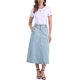 thumbnail image 2 of Falda Midi de Jean Larga para Mujer INSPIRE CHIC de Cintura Alta con Bolsillos L Azul Claro Desgastada, 2 of 6