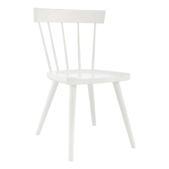 Maklaine 18" Spindle Back Modern Wood Dining Side Chair in White