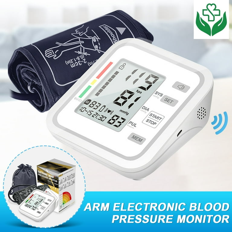 Amerteer Blood Pressure Monitor for Home Use with Large LCD Display and  Speaker,Digital Upper Arm Automatic Measure Blood Pressure and Heart Rate  Pulse,2 Sets of User Memories 