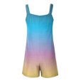 thumbnail image 6 of JULMCOMO Tie Dye Gradient Rompers for Women Adjustable Straps Loose Casual Bib Overalls Sleeveless Trendy Summer Short Jumpsuit with Pockets Light Blue S, 6 of 6