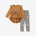 thumbnail image 5 of PatPat Toddler Kid Girl Outfits 2 Pieces Bowknot Ruffled Long Sleeves T-Shirt Flower Allover Pants Legging Set Size 4-12, 5 of 6