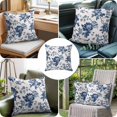 thumbnail image 4 of Throw Pillow Covers, Navy Flowers 16x16 Pillow Covers for Couch/Sofa/Bed, Country Plants Pastoral Botanical Vintage Decorative Square Linen Cushion Pillowcase for Home Decor, 4 of 9