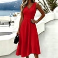 thumbnail image 6 of YuXingFu Cotton Dresses for Women Plus Size Maxi V-Neck Plus Size Womens Dress Sleeveless Flowy Long Casual Summer Red M, 6 of 7