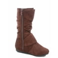 thumbnail image 2 of Link Girls' Slip-Resistant Slouch Boots, Flat Heel Brown, 13, 2 of 2