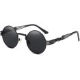 thumbnail image 1 of Gafas de sol YONGSHENG Steampunk Estilo retro clásico redondas metal Lente negra marco negro, 1 of 5