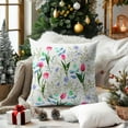 thumbnail image 6 of Tulip Floral Leaf Pillow Covers 20x20 Inch Set of 2 Spring Pink Purple Flowers Leaves Decorative Throw Pillows Seasonal Cotton Linen Pillow Cases Farmhouse Home Decor For Cushion Couch Sofa Outdoor, 6 of 6