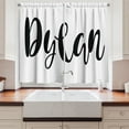 thumbnail image 2 of Ambesonne Dylan Kitchen Curtains, Font Design, 55"x39", Black and White, 2 of 3