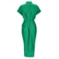 thumbnail image 2 of Kureaily Women Summer Elegant Solid Color Short Sleeve Belted Shirt Dress Womens Dresses Casual Maxi Dress for Women, 2 of 6