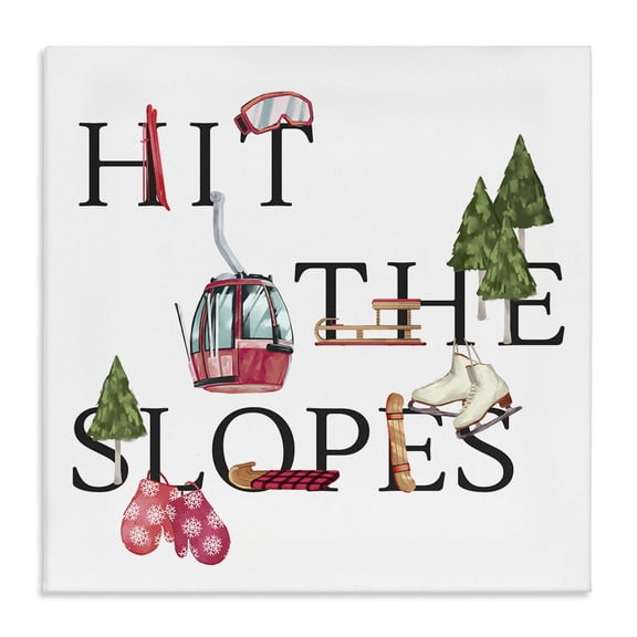 Stupell Industries Contemporary Hit the Slopes Phrase Winter Sports Motivational Canvas Art, 17 x 17, by Ziwei Li