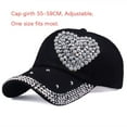 thumbnail image 2 of Hip Hop Women Man Sunshade Pearl Rhinestones Studded Baseball Caps Snapback Hat Peaked Cap Ponytail Baseball Cap DARK BLUE, 2 of 8