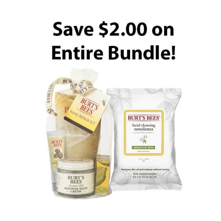 Burt;s Bees Hand Repair Kit and Cleansing Towelettes Bundle