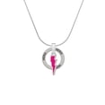 thumbnail image 2 of Delight Jewelry Silvertone Hot Pink Lightning Bolt Hero Ring Charm Necklace, 18", 2 of 4