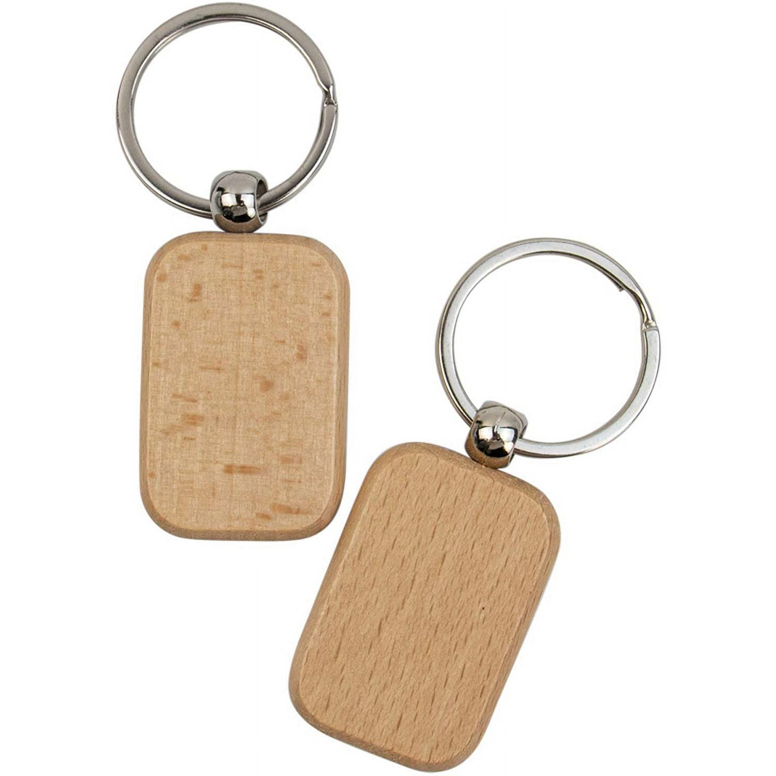 80Pcs Blank Wooden Wooden Keychain DIY Wooden Keychain Key Tag Anti-Lost Wood Accessories Gift
