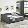 thumbnail image 2 of Sofa Bed, Twin Daybed with Trundle, Button Tufted Back and Nailhead Trim, Upholstered Sofa Bed, 2 of 8