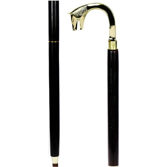 Aluminum & Brass Decorative Rosewood Walking Cane | Full Size Walking-Stick for Men & Women |