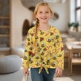 thumbnail image 4 of DISNIMO Bee Candy Print Girls Long Sleeve Tops Kids Lace-up Shirts Casual Crew Neck Blouse Shirts Loose Fit Pullover Top, 4 of 8