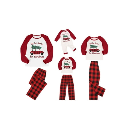 

Licupiee Christmas Family Matching Pajamas Set Christmas Tree Car Print Xmas Sleepwear Sets for Family Adults and Kid