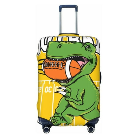 Uemuo T-Rex Playing Football Printed Washable Luggage Cover - Fashion Suitcase Protector Fits 18-32 Inch Luggage -Small