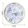 thumbnail image 3 of Efavormart 25 Pack | 9" Blue Chinoiserie Floral Paper Dessert Plates With Gold Rim, Round Disposable Salad Appetizer Plates, 3 of 11