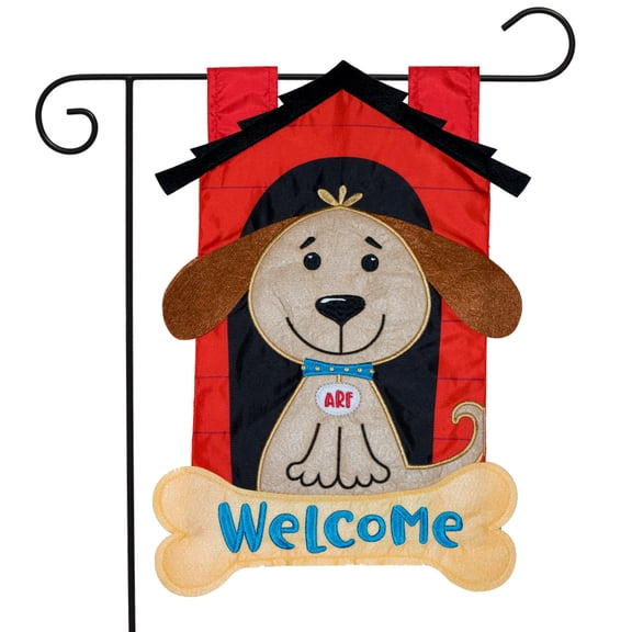 Briarwood Lane Welcome Doghouse Applique Garden Flag