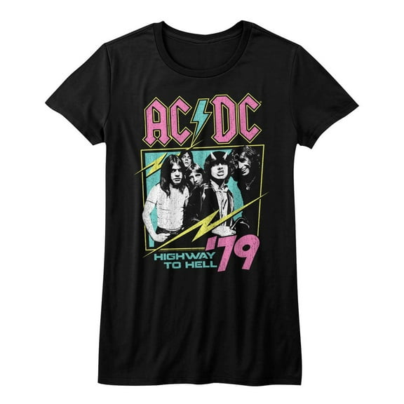 AC/DC Neon Highway Black Junior Women's T-Shirt