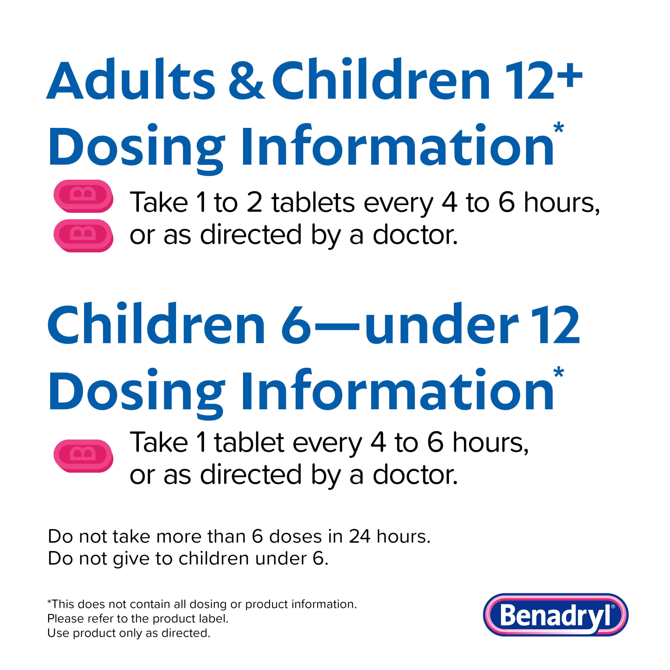 Benadryl Ultratabs Antihistamine Cold & Allergy Relief Tablets, 24 Count