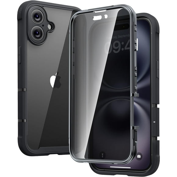Funda para teléfono Diaclara diseñada para iPhone 16 Plus, color negro