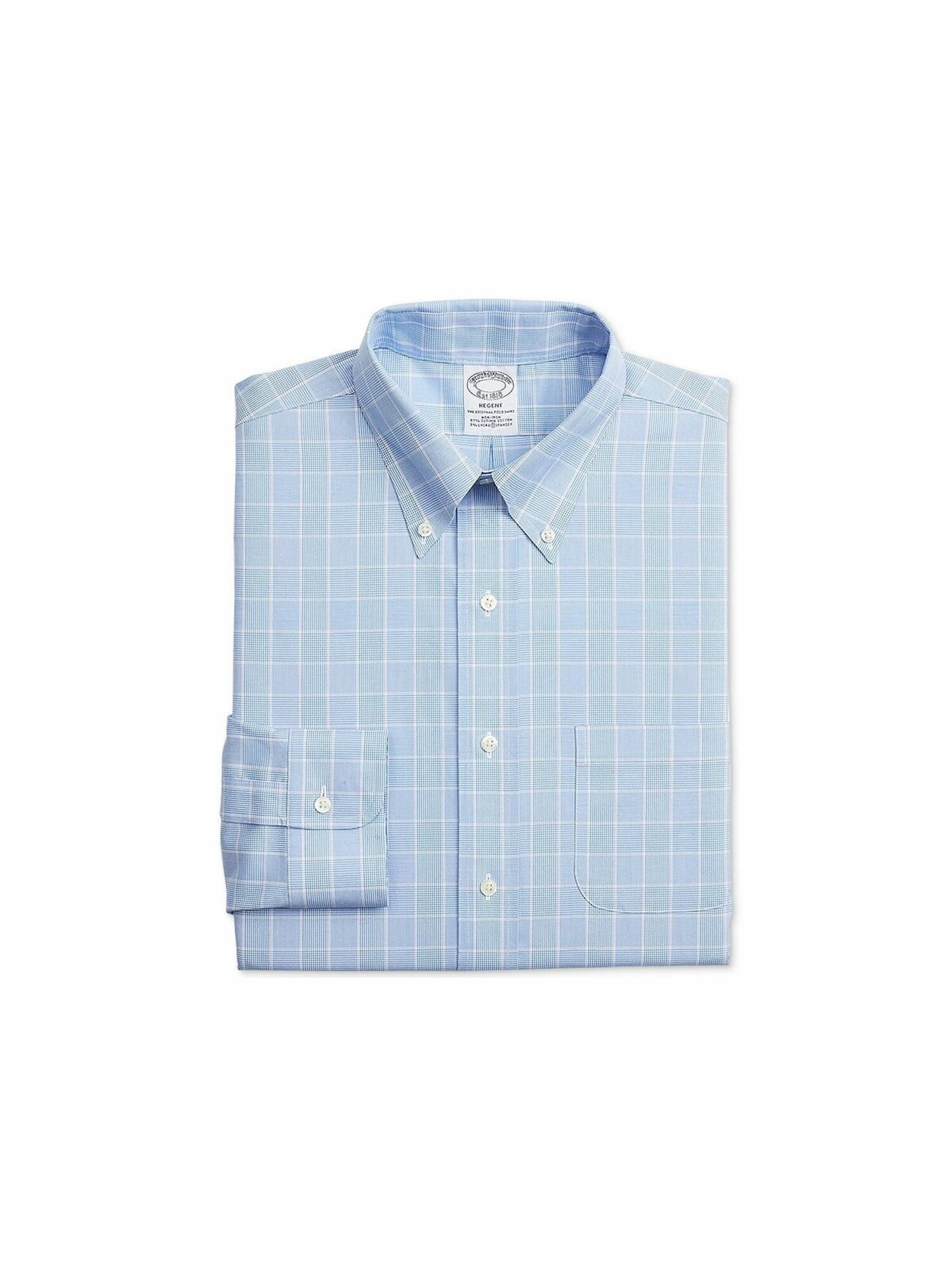 BROOKS BROTHERS Mens Blue Mini Gingham 