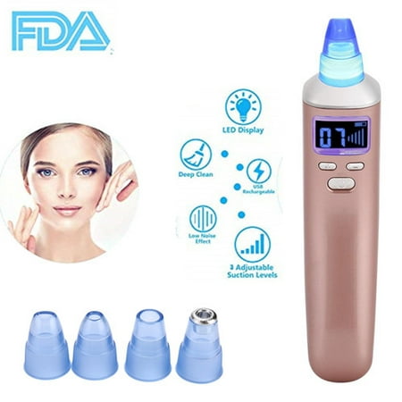 Vacuum Blackhead Suction Remover, USB Chargeable Pore Cleaner Acne Pimple Grease Removal Cleaner LED blue-ray Reduce the Pores Face Skin Care Beauty Tool, Blackhead Removal