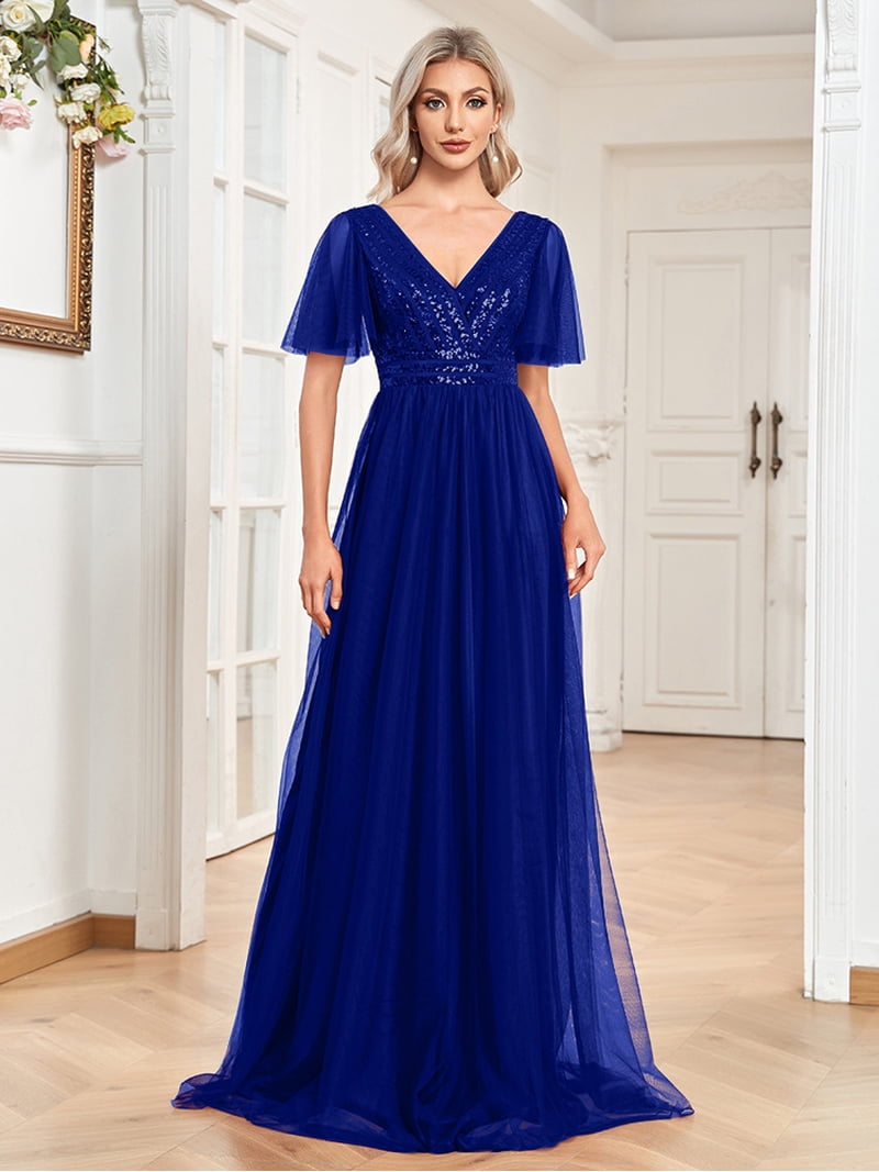 Wedding Dress Wedding Guest Dresses for Women Veil Bridesmaid Dress Double V-neck Long Skirt Flared Sleeve A-line Spangled Dress Women's Evening Dress - Walmart.com Wedding Dress Wedding Guest Dresses for Women Veil Bridesmaid Dress Double V-neck Long Skirt Flared Sleeve A-line Spangled Dress Women's Evening Dress - Walmart.com