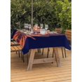 thumbnail image 4 of 52x70 Inch Outdoor Tablecloth with Umbrella Hole Zipper Rectangle Lobster Navy Blue Rectangular Tablecloths Outside Waterproof Boho Tropical Orange Stripe Summer Patio Table Cover for Picnic Party, 4 of 8