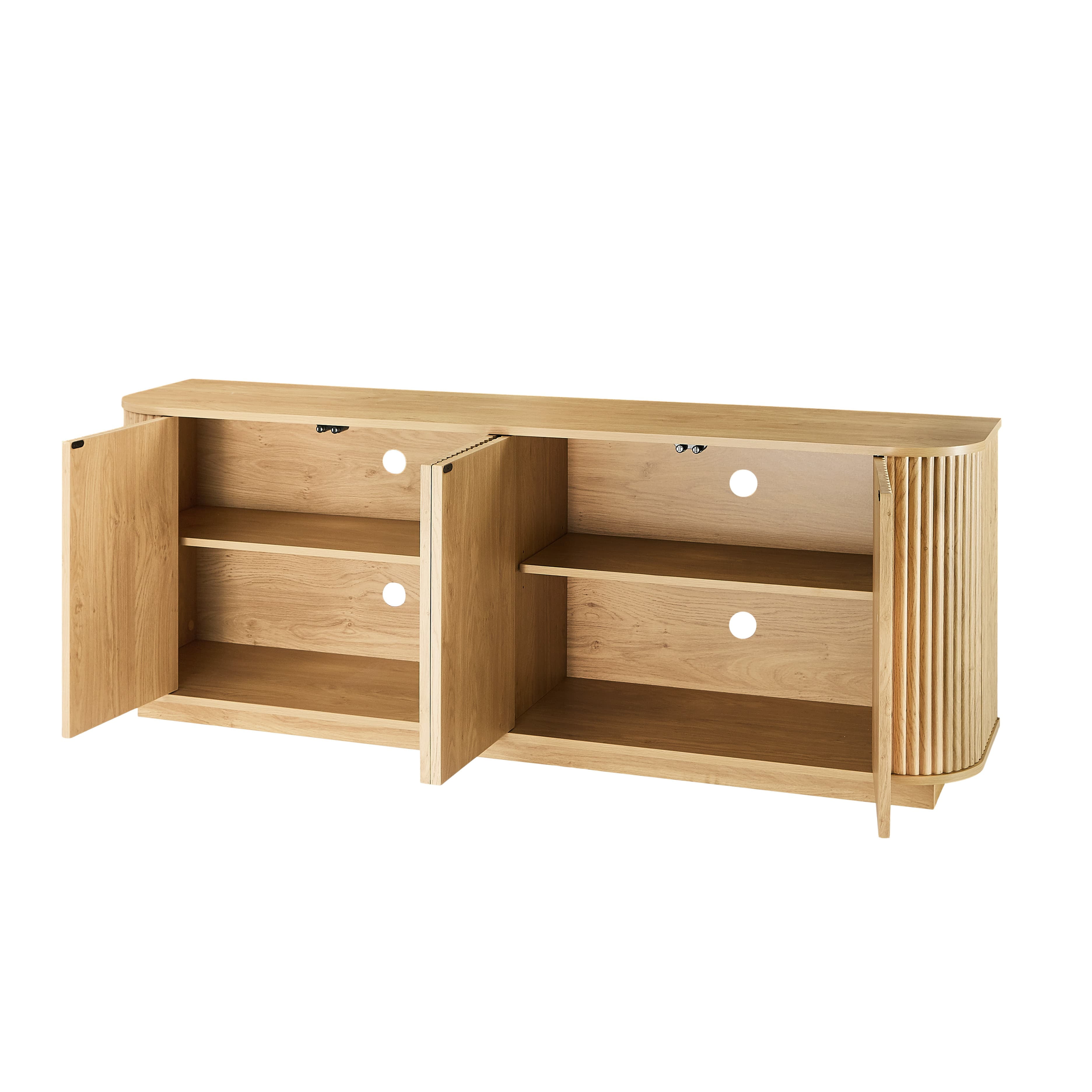 Aukfa TV Stand for TVs Up to 65", Striped Sideboard Storage Cabinet for Kitchen/Bedroom/Entryway,Natural