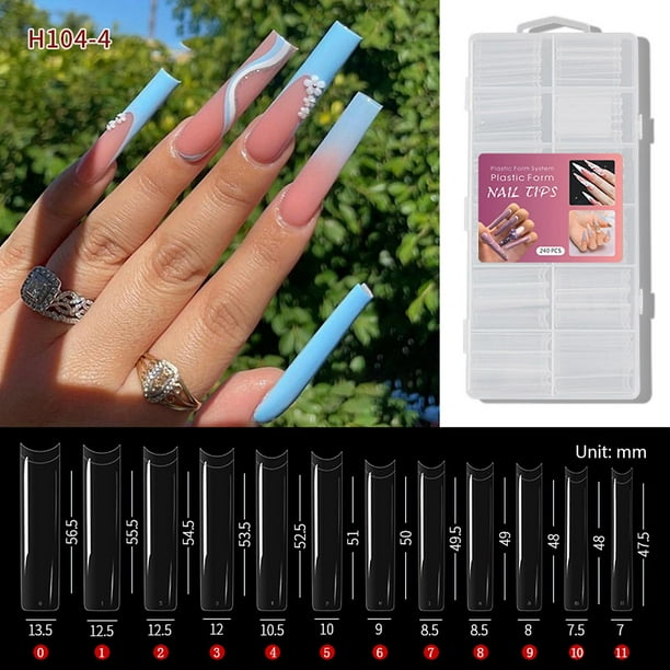 4 240 Uds puntas de uñas completas Xxxl largo ataúd de bailarina prensa en puntas de uñas transparentes