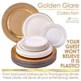 thumbnail image 4 of Wedding Disposable Dinnerware Set | 20 Chargers, 20 Dinner Plates and 20 Salad Plates | Golden Glare Collection (Ivory/Gold), 4 of 7