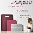 thumbnail image 3 of Linoroso Cutting Boards Set for Kitchen Included Defrosting Tray for Frozen Meat, Plastic Cutting Board Dishwasher Safe - Bordeaux Red, 3 of 10