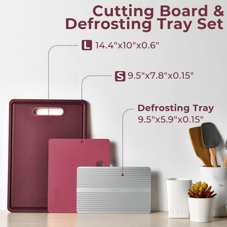 Linoroso Cutting Boards Set for Kitchen Included Defrosting Tray