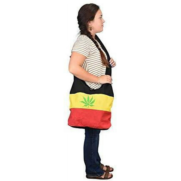 Mandala Crafts Crossbody Shoulder Boho Bag, Bohemian Hippie Sling Purse for  Women, Gifts (Black Rasta Pot Leaf) 